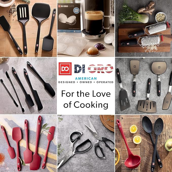 DI ORO Large Silicone Spatula - 600F Heat Resistant, Lavender | Rubber scraper for baking, mixing, and frosting; Won't scratch nonstick pots and pans; BPA-free and dishwasher safe