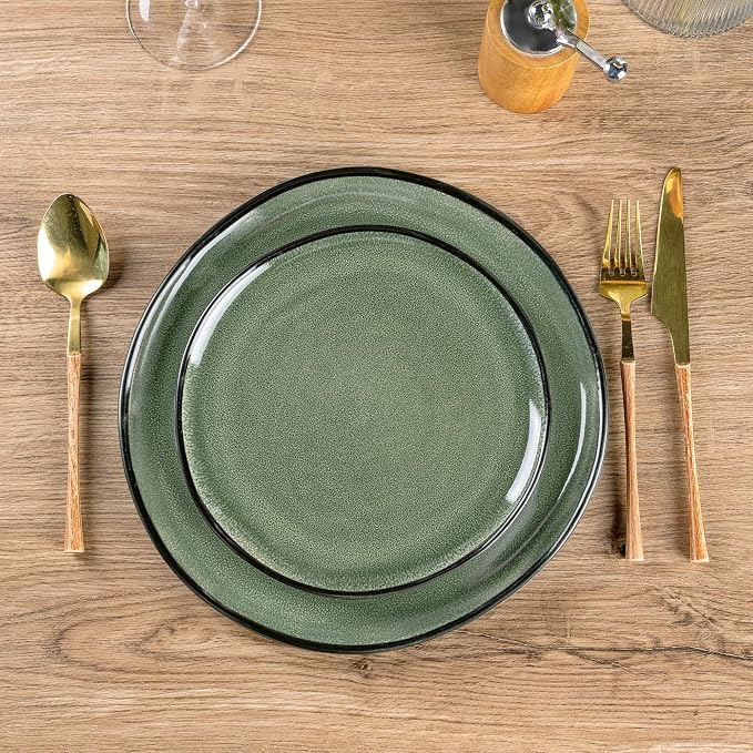 AmorArc Ceramic Dinnerware Sets for 4, 12Pcs Plates and Bowls Sets Dishes | Stoneware Handmade Reactive Glaze Dinner Set, Highly Scratch Resistant | Dishwasher & Microwave Safe Dishware