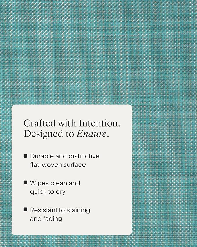 Chilewich Mini Basketweave Placemats, Round Woven Placemats Set of 4 | Reusable, Stain-Resistant, Indoor/Outdoor Tabletop Protection, Turquoise, 15" Round