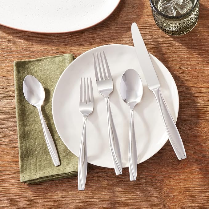Oneida Camlynn 20-Piece 18/0 Silverware Set for 4, Flatware | mirror finish, dishwasher safe | includes knives, forks, and spoons | heavy duty, cutlery set for kitchen and dining