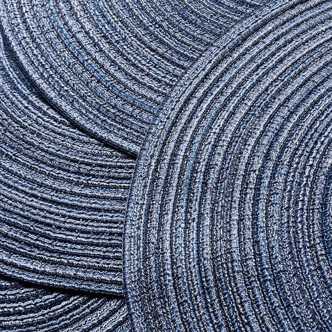 AHHFSMEI Round Braided Placemats Set of 6 Woven Table Mats for Dining Table Heat Resistant Easy to Clean Perfect for Kitchen & Home Decor (Multi Blue)