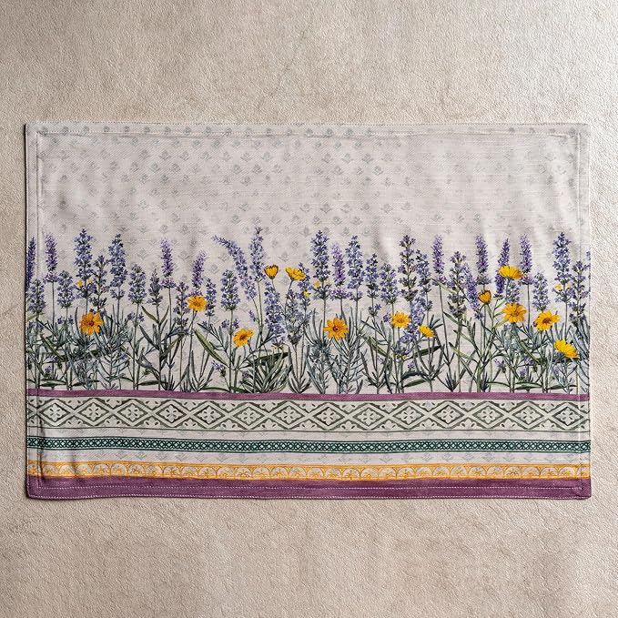 Maison d' Hermine Placemats Set of 4 Reusable 100% Cotton (13"x19") | Cloth Place Mats Washable Table Mats for Kitchen Dining Party Wedding Hotel Home Restaurant Spring Summer - Fanny Lavender