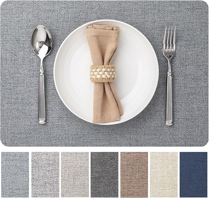 Baroyal Faux Leather Placemats Set of 8 Vinyl Washable Wipeable Table Mats for Kitchen Dining Table Heat Resistant Waterproof Modern Indoor/Outdoor Placemats Non-Slip Easy Clean Place Mats (Stargaze)