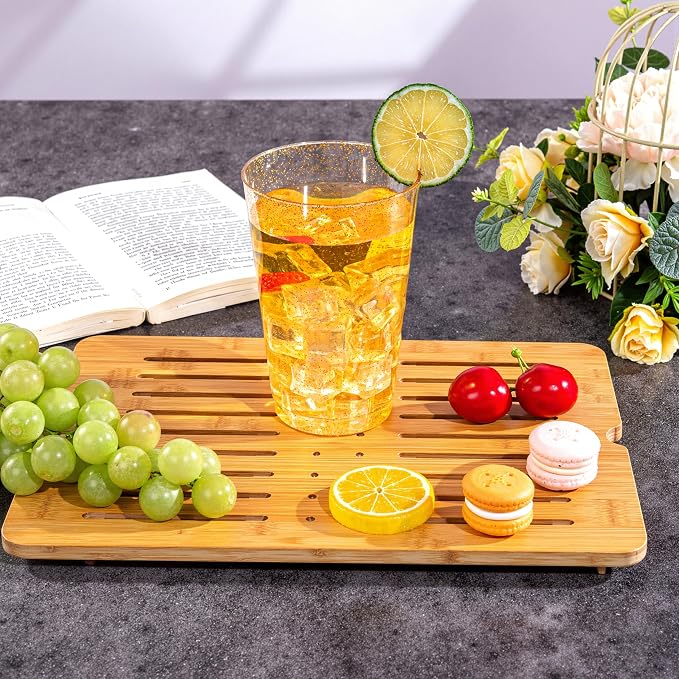 I00000 100 Pack 20 oz Gold Plastic Cups, Gold Glitter Cups Disposable Plastic Wine Glasses Cocktail Glasses Premium Cup, 20 Ounce Glitter Disposable Tumblers for Party & Wedding