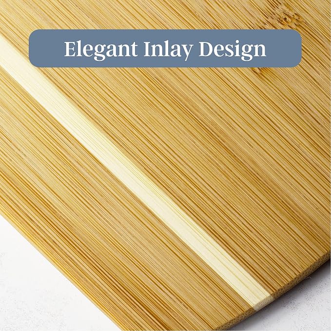 Totally Bamboo 2-Piece Cutting Board Set; 2 Assorted Sizes of Bamboo Wood Cutting Boards for Kitchen | Large and medium wood chopping boards. Everyday prep for produce, meat, fish and poultry. Built-in handle holes for storage.