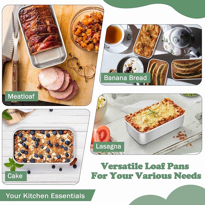 TeamFar Mini Loaf Pan, 6 PCS Stainless Steel Loaf Pans for Baking Bread | 6.3 x 3.5 Inch Bread Baking Pan for Homemade Bread, Meatloaf, Cake and Brownies, Non-Toxic, Oven & Dishwasher Safe