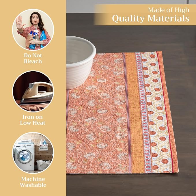 Maison d' Hermine Placemats Set of 4 Reusable 100% Cotton (13"x19") | Cloth Place Mats Washable Table Mats for Kitchen Dining Party Wedding Hotel Home Thanksgiving Christmas - Harvest Festival