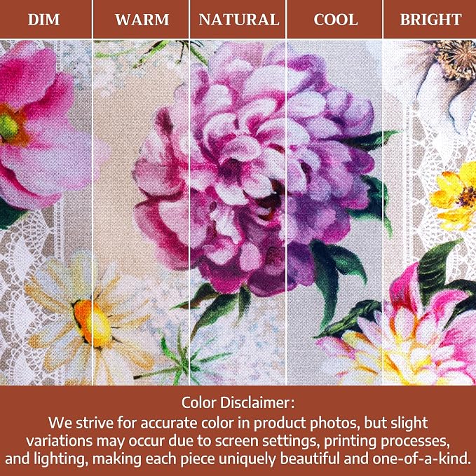 Maison d' Hermine Placemats Set of 4 Reusable 100% Cotton (13"x19") | Cloth Place Mats Washable Table Mats for Kitchen Dining Party Wedding Hotel Home Restaurant Spring Summer - Pivoine