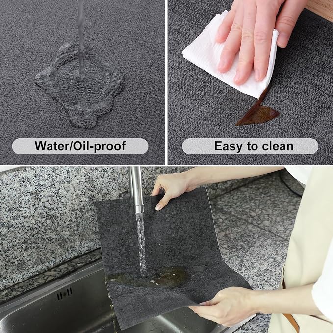 Homaxy PU Faux Leather Placemats for Dining Table, Set of 4, Dark Grey | Waterproof Wipeable Washable Table Mats, Easy to Clean Anti-Slip Place Mats, 11.8" x 17"