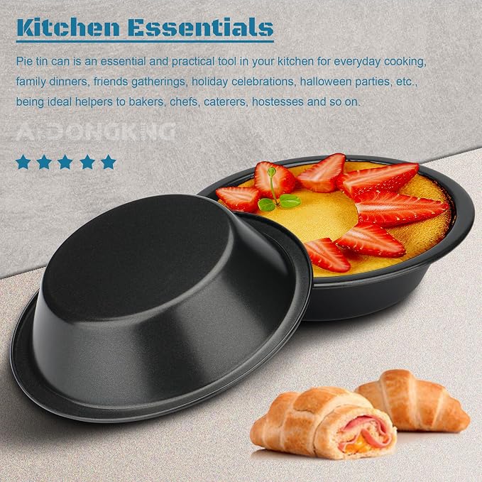 5 Inch Mini Pie Tin, 4-Pack Small Pie Pans | Nonstick Carbon Steel Baking Pans, Ideal For Oven & Instant Pot Baking, Perfect For Mini Pies, Cake, Tarts & Quiches