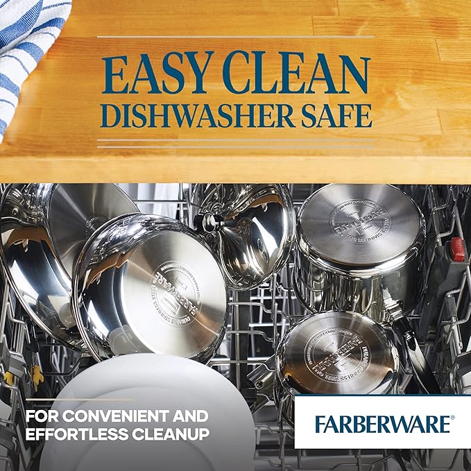 Farberware Classic Series Stainless Steel Induction 12 Quart Stock Pot with Lid, Silver