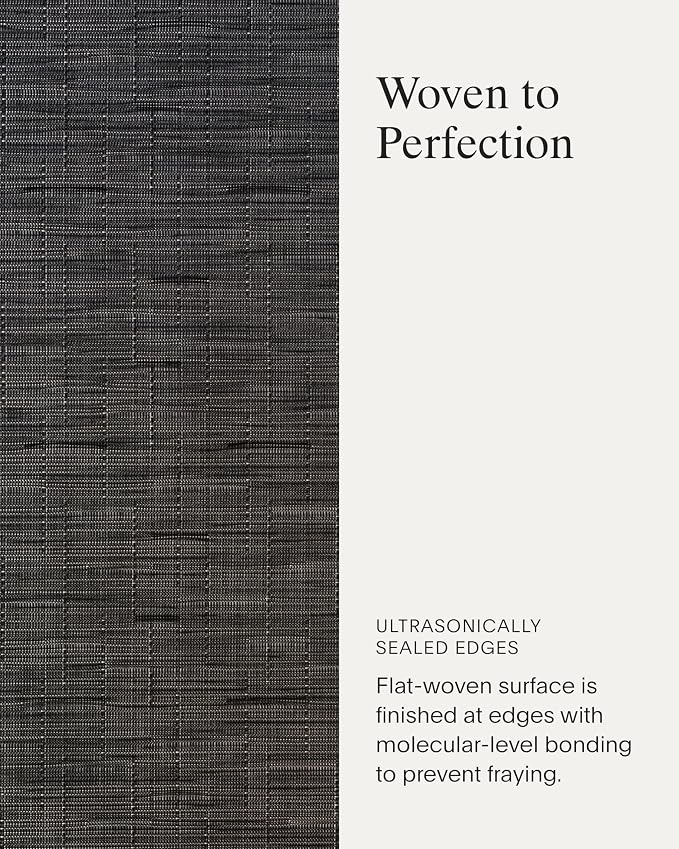 Chilewich Bamboo Placemats Set of 4, Woven Oval Placemats | Reusable, Stain-Resistant, Indoor/Outdoor Tabletop Protection, 19" x 14", Smoke