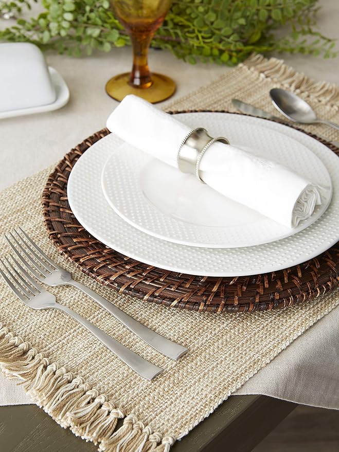 DII Variegated Tabletop Collection, Placemat Set3x19, Taupe, 6 Piece