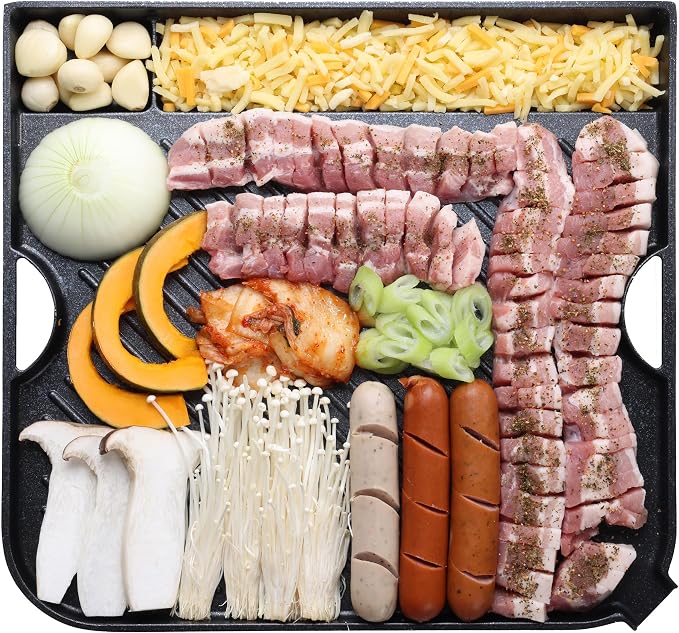 COOKKING - Master Grill Pro, Korean Traditional BBQ Grill Pan - Stovetop Nonstick Indoor/Outdoor Smokeless BBQ Cast Aluminum Grill Pan (MasterGrill Pro) (No Induction), Made in Korea