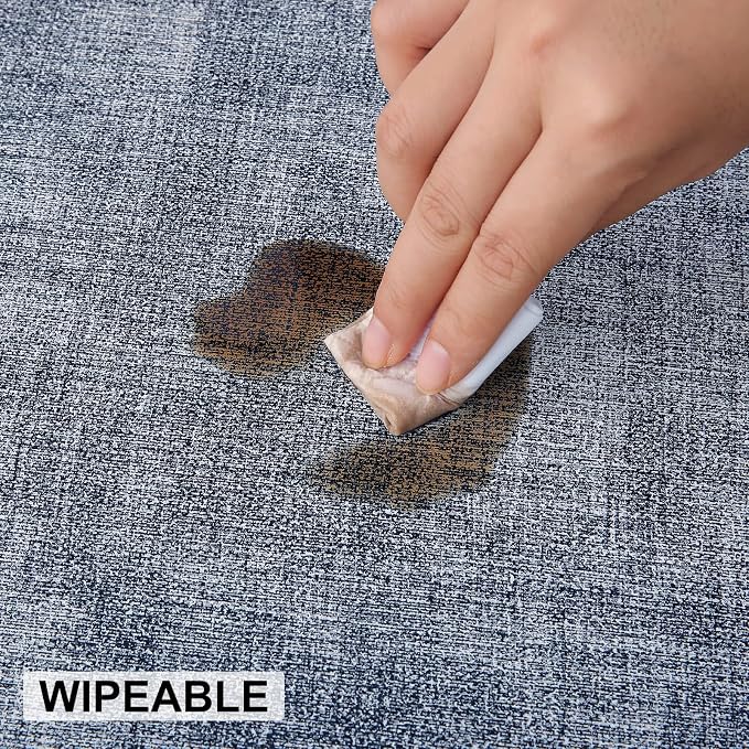 Faux Leather Heat Resistant Placemats 12 Packs, Waterproof Wipeable Dining PU Place Mats for Indoor & Outdoor, Easy to Clean, Denim Blue