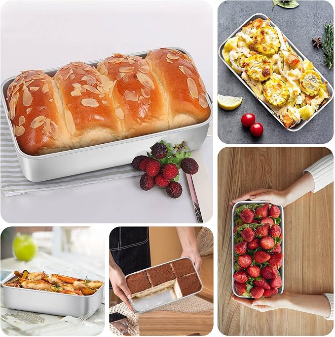 LIANYU 3 Pack Loaf Pans for Baking Bread, 9x5 Inch Bread Loaf Pan Tin | Stainless Steel Meatloaf Baking Bread Pans for Homemade Banana Bread Sourdough, Dishwasher Safe, Heavy Duty, Non Toxic