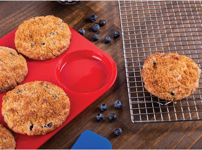 Mrs. Anderson's Baking 6-Cup Muffin Top Pan, Non-Stick European-Grade Silicone