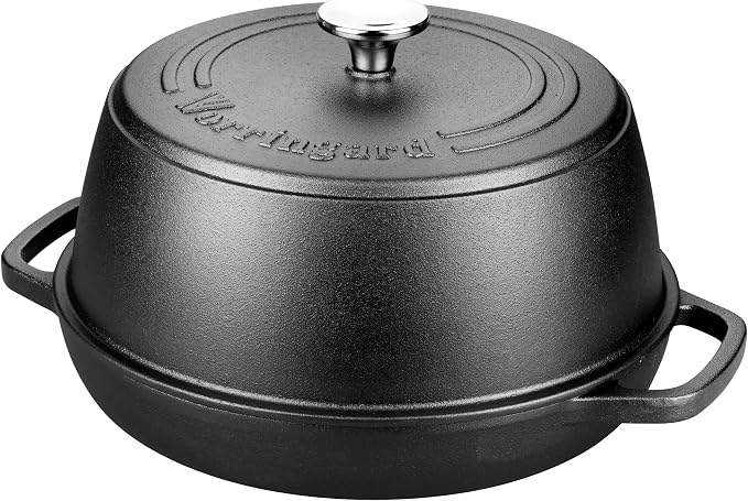 Pre-seasoned Cast Iron Dutch Oven Pot with Lid for Bread Baking, Include Sourdough Bread Baking Supplies like Banneton Bread Proofing Basket, Bread Oven, 6 Quart