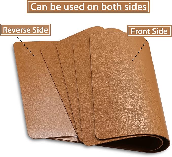 Fall Placemats Set of 4 Wipeable Table Mats Easy to Clean Waterproof Kitchen Mats for Dining Table Outdoor Indoor (4, Brown)