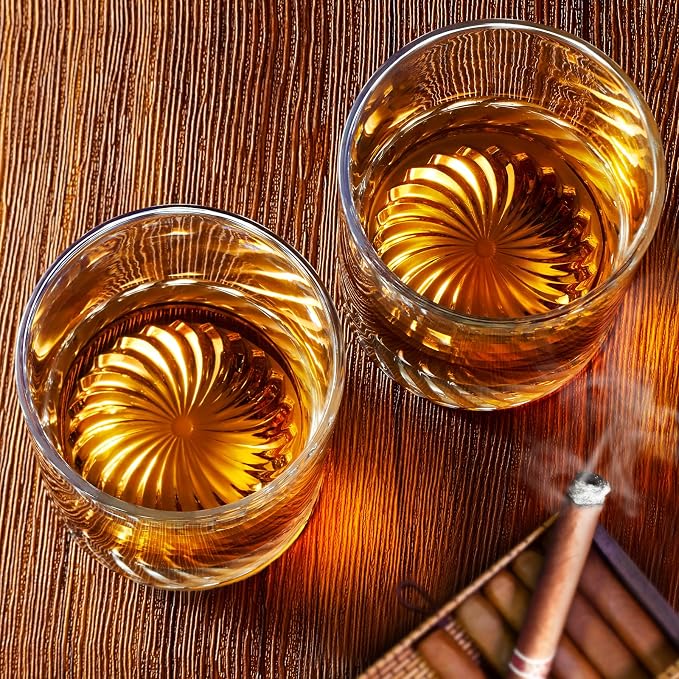 OPAYLY Whiskey Glasses Old Fashioned Glasses Set of 4 12oz Rocks Glasses Gift for Men Women Drinking Bourbon Scotch Cocktails Rum Cognac Vodka at Home Bar