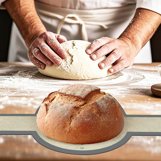 Silicone Bread Sling, 2 Pcs Silicone Baking Sling with Longer Handles, Non-Stick & Easy Clean Dutch Oven Baking Mat to Transfer SourDough Easily, Reusable Bread Mat Set