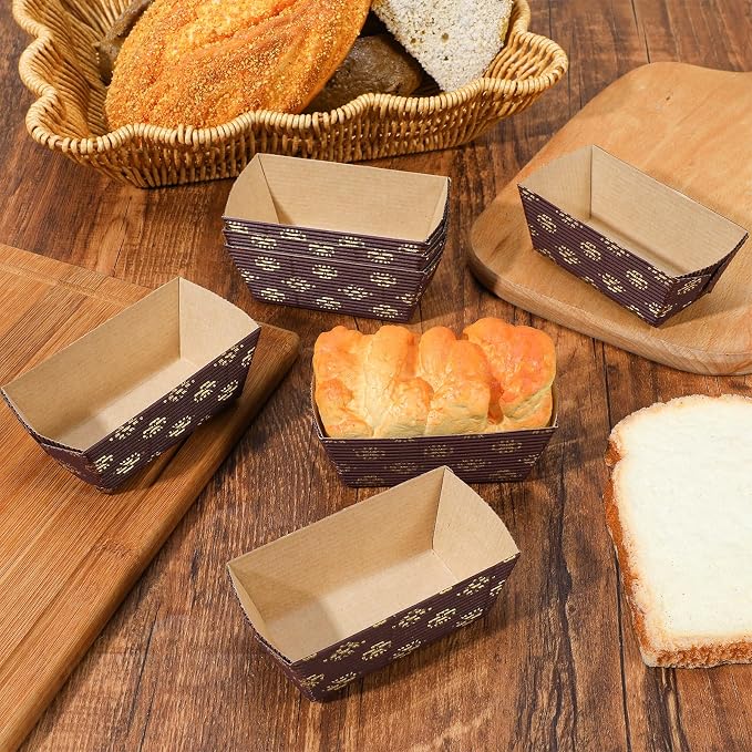 120pcs mini loaf pans disposable mini paper bread loaf pans disposable paper loafs pan for baking loafs pan liners Rectangle Corrugated Cardboard for Bread,Small Pumpkin Breads,Meatloaf