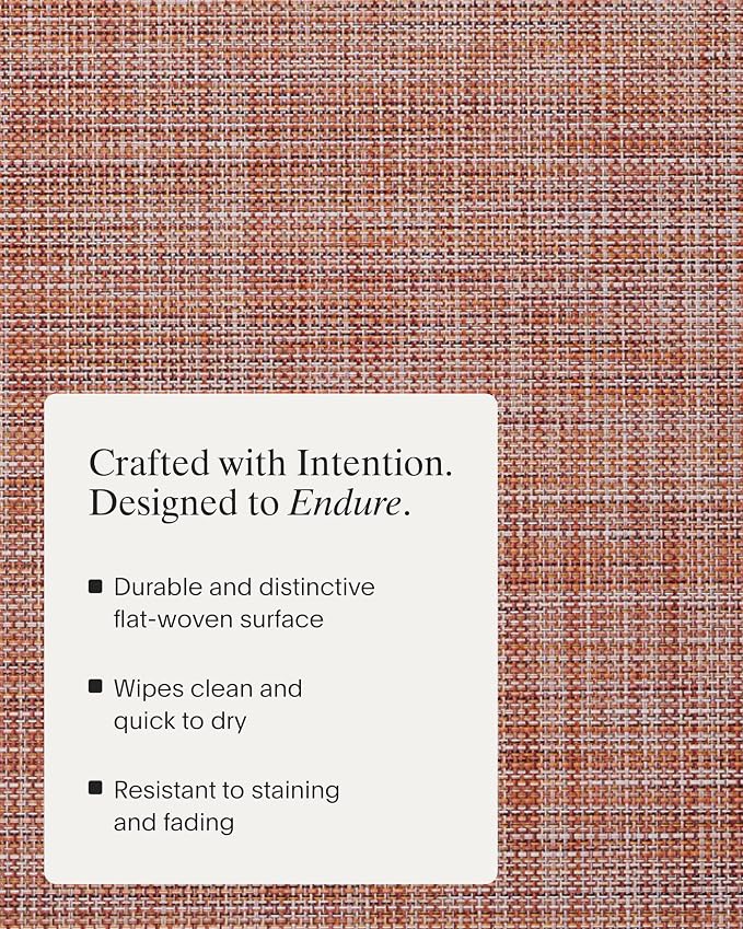 Chilewich Mini Basketweave Placemats, Woven Rectangle Placemats Set of 4 | Easy Care Woven Tabletop Textiles, Indoor/Outdoor, Cinnamon, 19" x 14"
