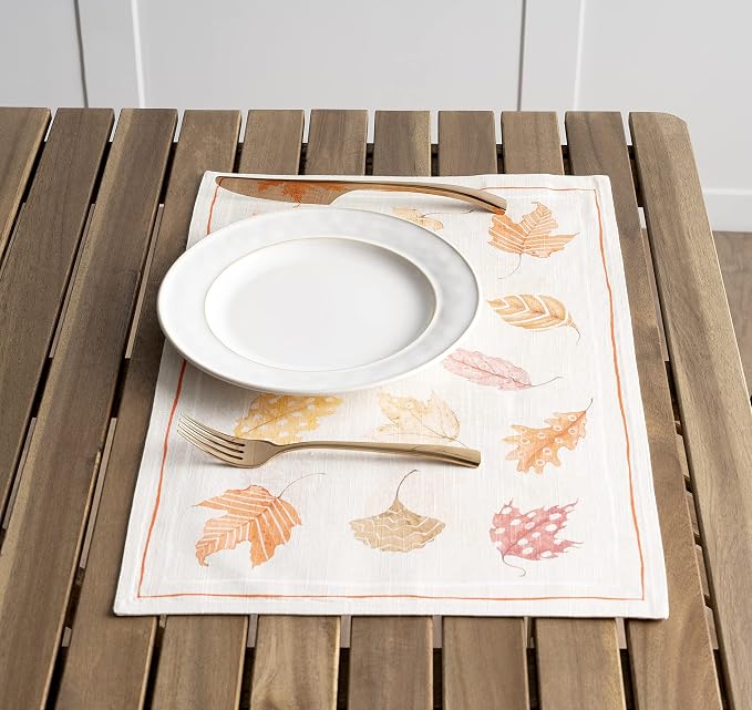 Maison d' Hermine Placemats Set of 4 Reusable 100% Cotton (13"x19") | Cloth Place Mats Washable Table Mats for Kitchen Dining Party Wedding Hotel Home Thanksgiving Christmas - Colours Of Autumn