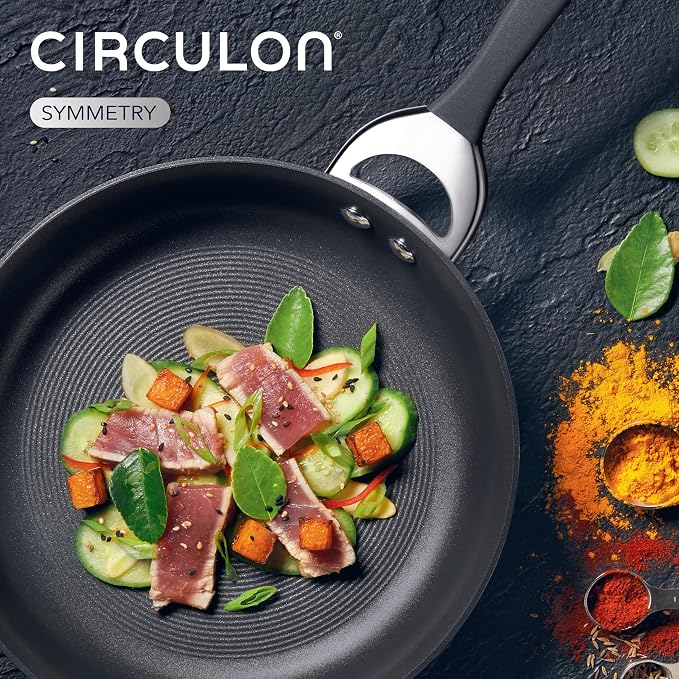 Circulon Symmetry Hard Anodized Nonstick Induction Frying Pan, 8.5-Inch Fry Pan, Black