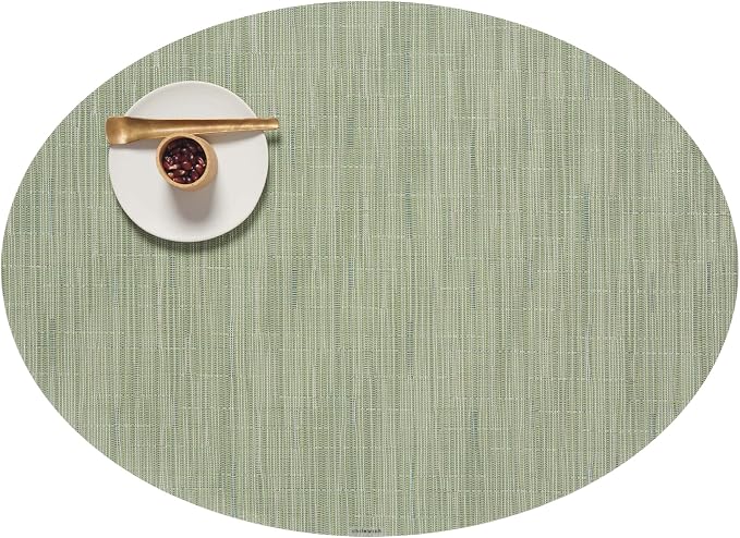 Chilewich Bamboo Placemats Set of 4, Woven Oval Placemats | Reusable, Stain-Resistant, Indoor/Outdoor Tabletop Protection, 19" x 14", Spring Green