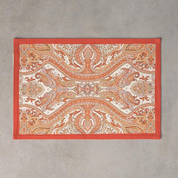Maison d' Hermine Placemats Set of 4 Reusable 100% Cotton (13"x19") | Cloth Place Mats Washable Table Mats for Kitchen Dining Party Wedding Hotel Home Thanksgiving Christmas - Kashmir Paisley