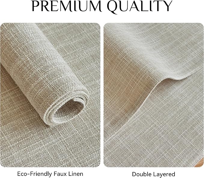 Softalker Faux Linen Placemats Set of 12-12 x 18 Inch, Heat Resistant Double Layered Durable Burlap Farmhouse Place Mats, Non-Slip Washable Rustic Table Mats for Dining, Kitchen, Party（Cream