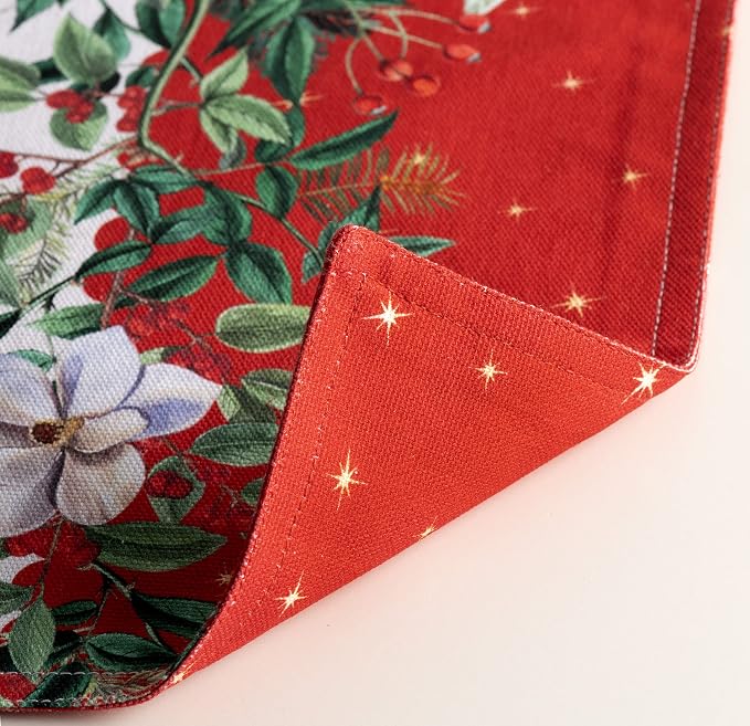 Maison d' Hermine Placemats Set of 4 Reusable 100% Cotton (13"x19") | Cloth Place Mats Washable Table Mats for Kitchen Dining Party Wedding Hotel Home Thanksgiving Christmas - Noel