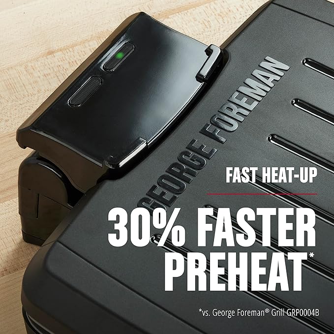 George Foreman Fully Submersible 4-Serving Grill | Dishwasher-safe grill with fast preheat, adjustable hinge and durable nonstick coating for family meals.