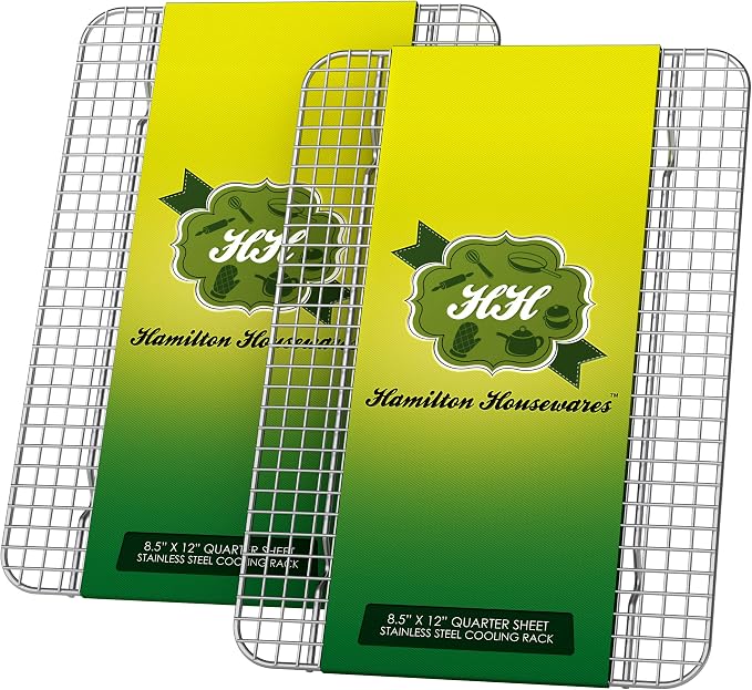 Stainless Steel Cooling Rack - Heavy Duty and Oven Safe, Good for Cooling, Baking and Roasting - Perfect for Cookies, Cakes & More - Fits Perfectly in Quarter Sheet Pan(8.5" x 12")