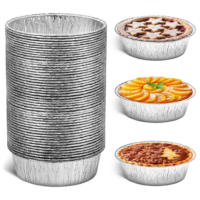 LEGLO Round Foil Cake Pans 50 Pack, 6 In Disposable Aluminum Baking Pans | Pie Tins Bake Tarts, Cheesecakes, and Chicken Pot Pies - Stackable, Grease-Resistant, Freezer Ready for Make-Ahead Storage