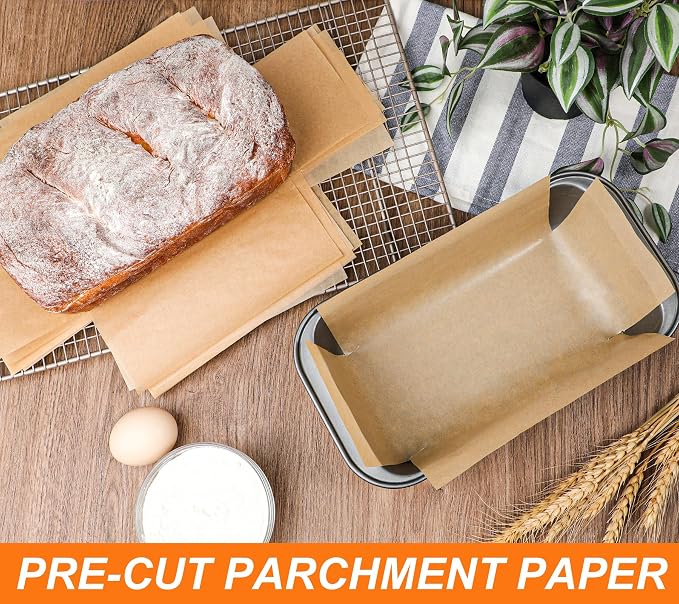 Webake 200Pcs Unbleached Parchment Paper Loaf Pan Liners for Baking Bread 9x5, 1lb 1.5lb 2lb, Original Precut, Non Toxic Baking Paper