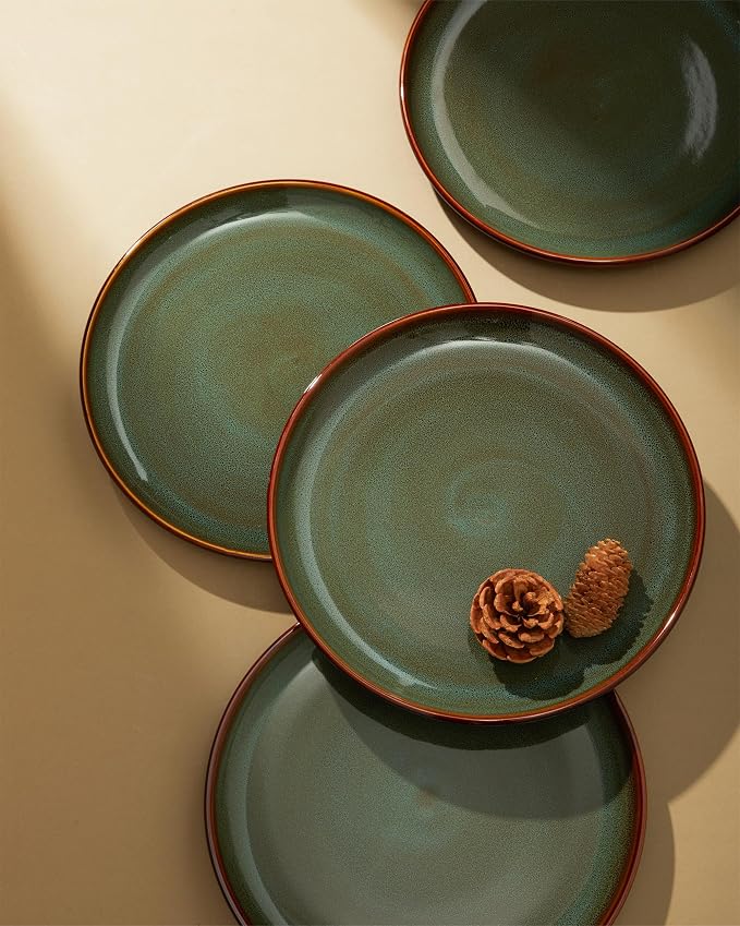 Stoneware Dinnerware Sets, Ceramic Plates and Bowls Set, Microwave & Dishwasher Safe Kitchen Dishes, Modern Dinner Salad Plates | Cereal Bowls, Dishware Sets Service for 4 Sage Green