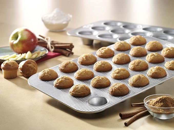 USA Pan Bakeware Mini Cupcake and Muffin Pan, Nonstick Quick Release Coating, 24-Well, Aluminized Steel | Mini Muffin Pan