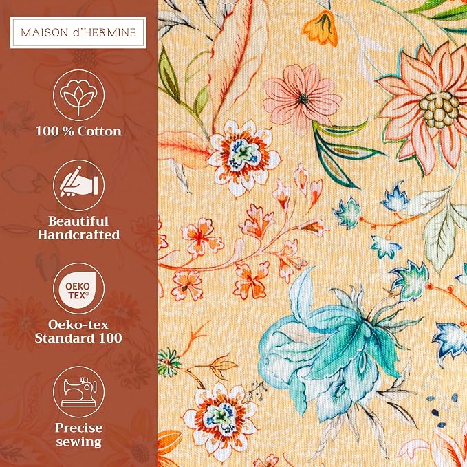 Maison d' Hermine Placemats Set of 4 Reusable 100% Cotton (13"x19") | Cloth Place Mats Washable Table Mats for Kitchen Dining Party Wedding Home Restaurant Spring Summer - Luxury Loft - Peach
