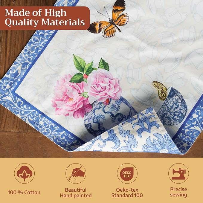 Maison d' Hermine Placemats Set of 4 Reusable 100% Cotton (13"x19") | Cloth Place Mats Washable Table Mats for Kitchen Dining Party Wedding Hotel Home Restaurant Spring Summer - Canton
