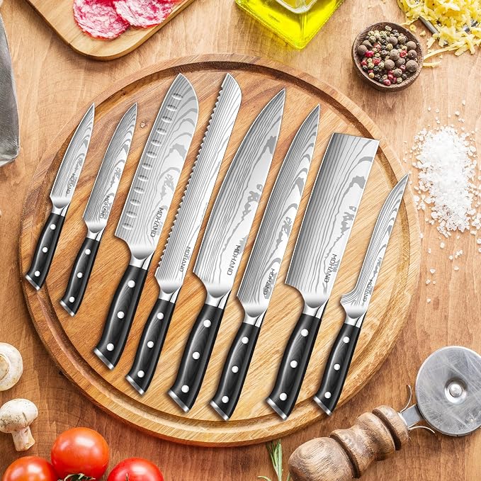 Chef Knife Set with Roll Bag, Sharp Professional Chef Knives Set | High Carbon Stainless Steel 18PCS Kitchen Knife Set with Sharpener, Ergonomic Handle, Kitchen & Home Cooking, Dishwasher Safe