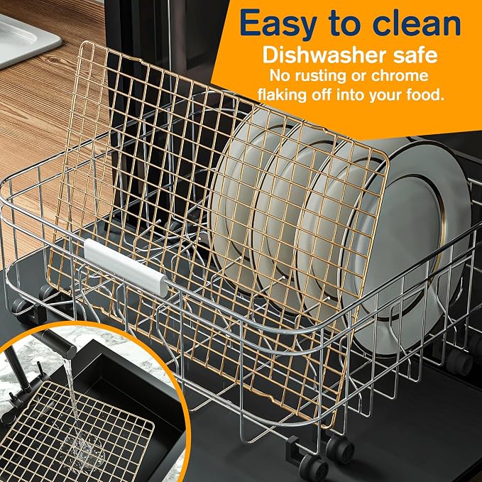 2-Pack Cooling Racks for Cooking and Baking - 10" x 15"Heavy Duty Stainless Steel Wire Rack for Baking, Grilling, Roasting - Oven & Dishwasher Safe - Fits Jelly Roll Sheet Pan（Gold）