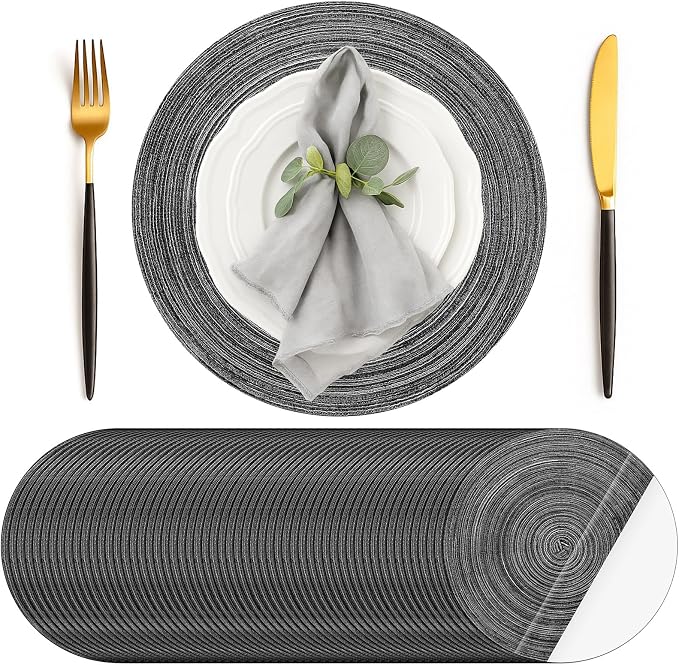 Geosar Disposable Paper Placemat Cotton Woven Look 13'',100 Pcs,Black