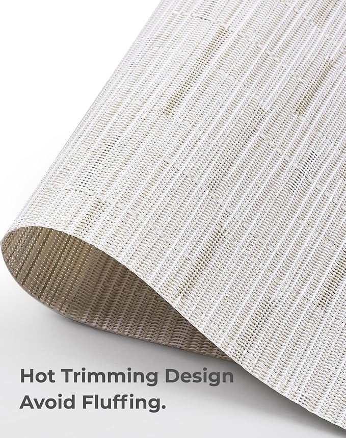 Leetaltree Pale Beige Placemats Set of 8 - Heat Resistant Non-Slip Place mats for Dining Table, Washable Durable PVC Vinyl Woven Table Mats（Pale Beige, 8）