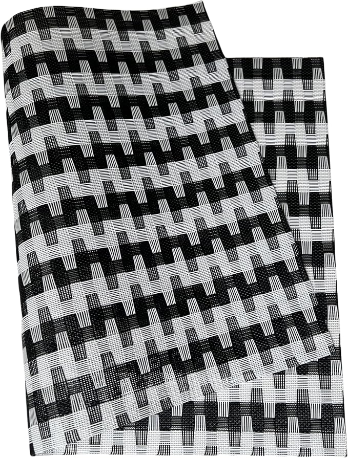 WAZAIGUR Placemats Set of 8, Woven Vinyl Table Placemats, Black White | Placemat, Blending Color Durable Washable Place Mats Indoor Outdoor Heat-Resistant Anti-Skid Kitchen Dining Table Mats