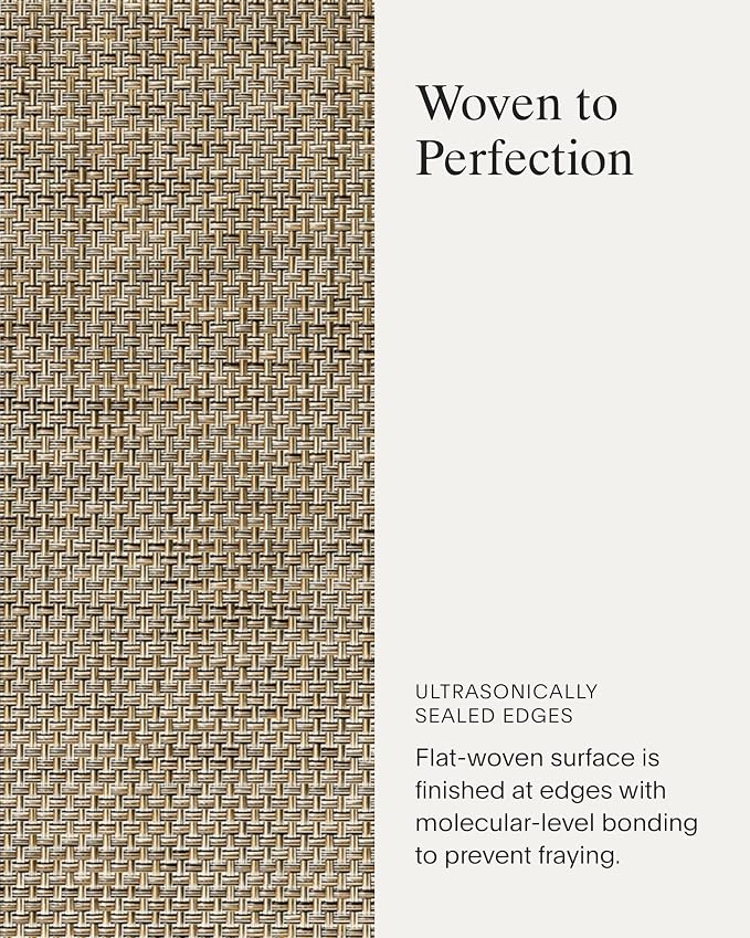 Chilewich Basketweave Placemats, Woven Rectangle Placemats Set of 4 | Reusable, Stain-Resistant, Indoor/Outdoor Tabletop Protection, Latte, 14" x 19"