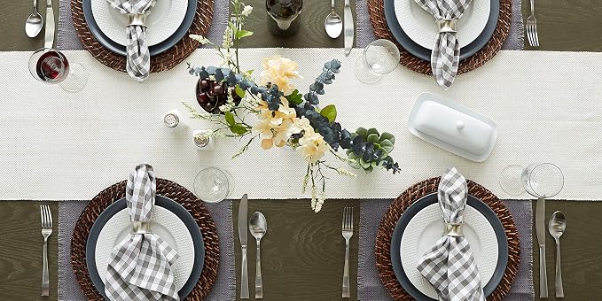 DII Variegated Tabletop Collection, Table Runner3x72, Off-White