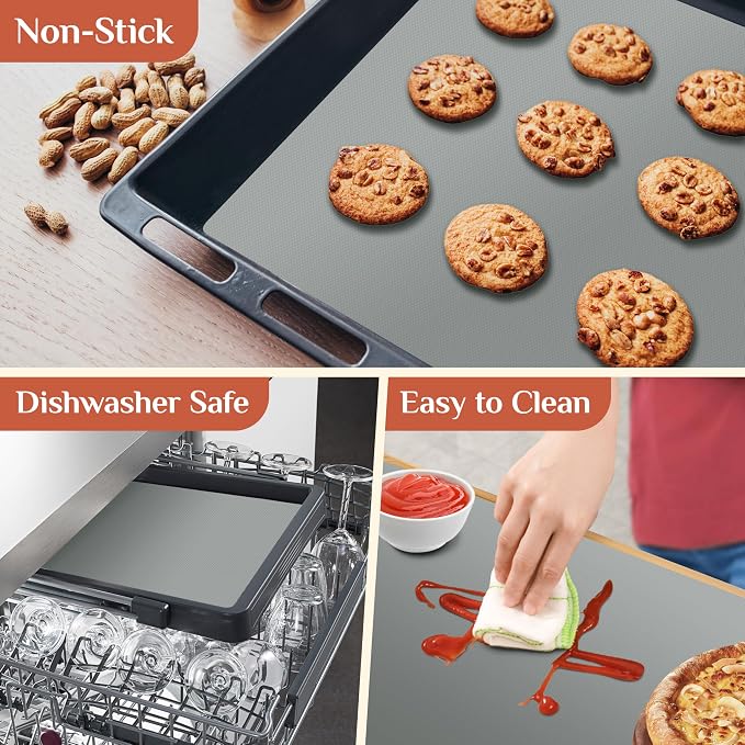 GTJ Silicone Baking Mat Roll, Reusable Baking Sheet Liners, 16 in x 10 ft | Free Cut to Size, Food-Grade, Non-Stick, Non-Slip, For Dough, Pastry, Air Fryer, Freeze Dryer, Oven Pan, Kitchen Counter