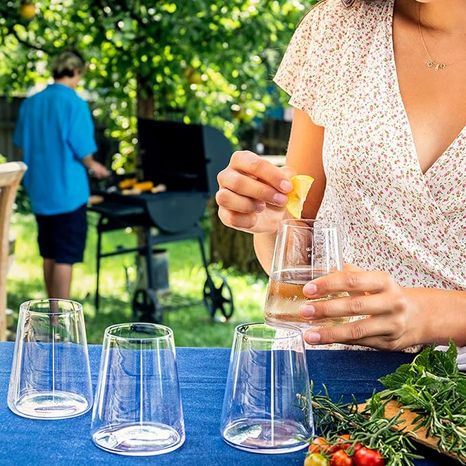 Stölzle Lausitz Stemless White Wine Glasses Power Set of 6, 13 1/2 oz – Modern Crystal Wine Glasses for Maximum Aroma – Dishwasher Safe & Break-Resistant, Made in Germany